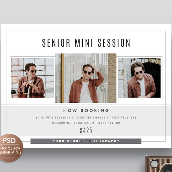 Senior Mini Session Template, Senior Potrait Session Marketing Card, Mini Session Flyer Template for Photographer - INSTANT DOWNLOAD - MS058