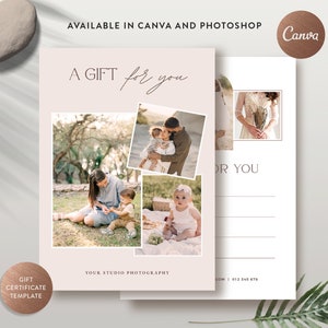 Modèle CANVA de carte-cadeau photographie, modèle de chèque-cadeau Photoshop pour photographe, conception de carte-cadeau - TÉLÉCHARGEMENT IMMÉDIAT - GC014