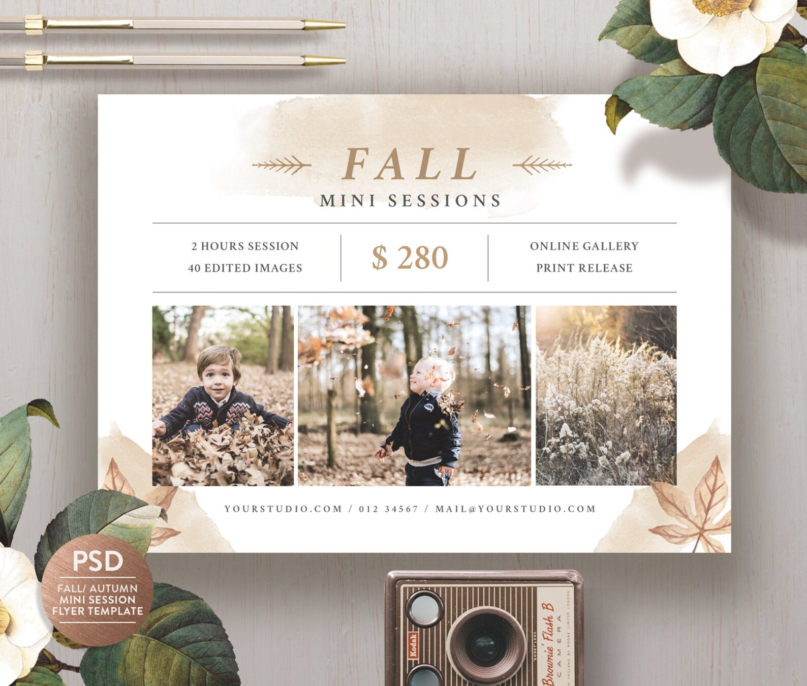 Fall Mini Session Photography Template: Autumn Flyer (PSD, Instant ...