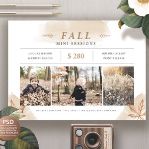 Fall Mini Session Template for Photography, Family Mini Session Template, Autumn Mini Session Flyer Photoshop - INSTANT DOWNLOAD MS038