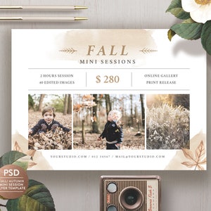 Mini modèle de séance d'automne pour la photographie, modèle de Mini séance famille, Mini séance d'automne Flyer Photoshop - TÉLÉCHARGEMENT IMMÉDIAT MS038