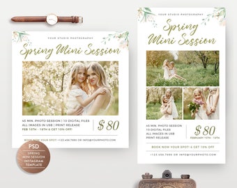 Spring Mini Session Instagram Template: Photographer Social Media (PSD)