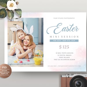 Easter/ Spring Mini Session Flyer Template for Photographer, Photography Photoshop Mini Session Marketing Card - INSTANT DOWNLOAD MS056