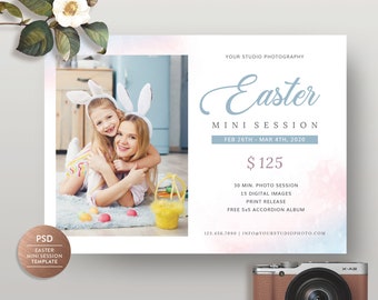 Easter Mini Session Flyer Template: Photography Marketing Card (PSD)
