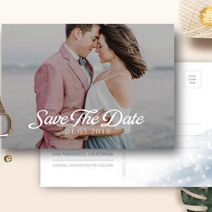 Modelo de cartão postal Save The Date para fotógrafo, cartão de anúncio de casamento e noivado, modelo de cartão do Photoshop - DOWNLOAD INSTANTÂNEO SD002