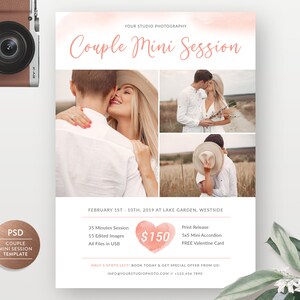 Valentine Mini Session Template for Photographers, Couple Mini Session Flyer, Engagement Mini Session Design - INSTANT DOWNLOAD MS052