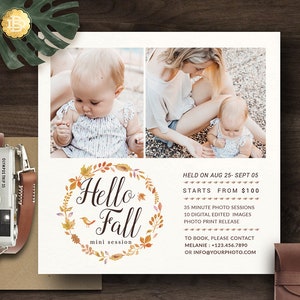 Fall Family Mini Session Template for Photographer, Mini Session Marketing Flyer, Autumn Session Template - INSTANT DOWNLOAD MS025