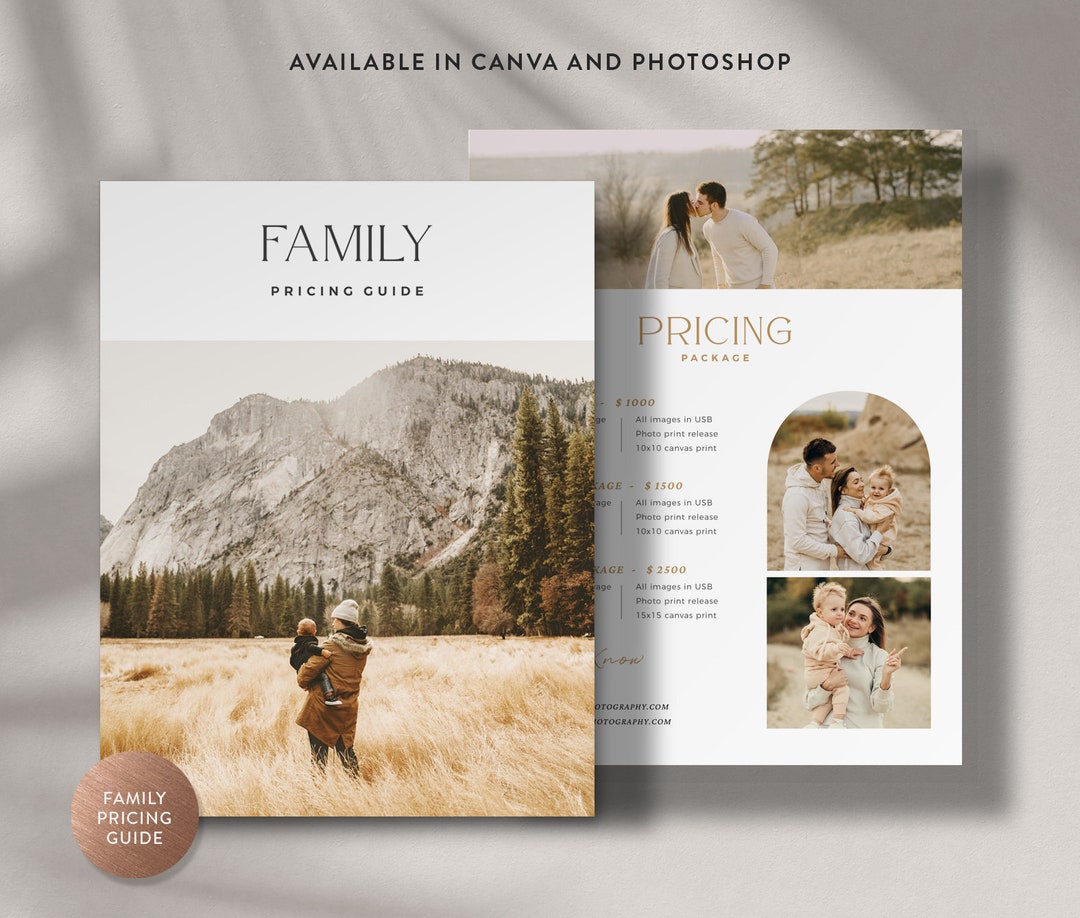 Family Price List Canva Template Family Portrait Lifestyle Etsy Canada