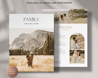 Family Price List Canva Template, Family Portrait, Lifestyle Portrait, Pricing Guide Photoshop Template - INSTANT DOWNLOAD PG020