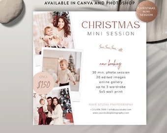 Christmas Canva Mini Session Template, Holiday Mini Session Flyer, Photography Mini Session Photoshop Template - INSTANT DOWNLOAD MS082