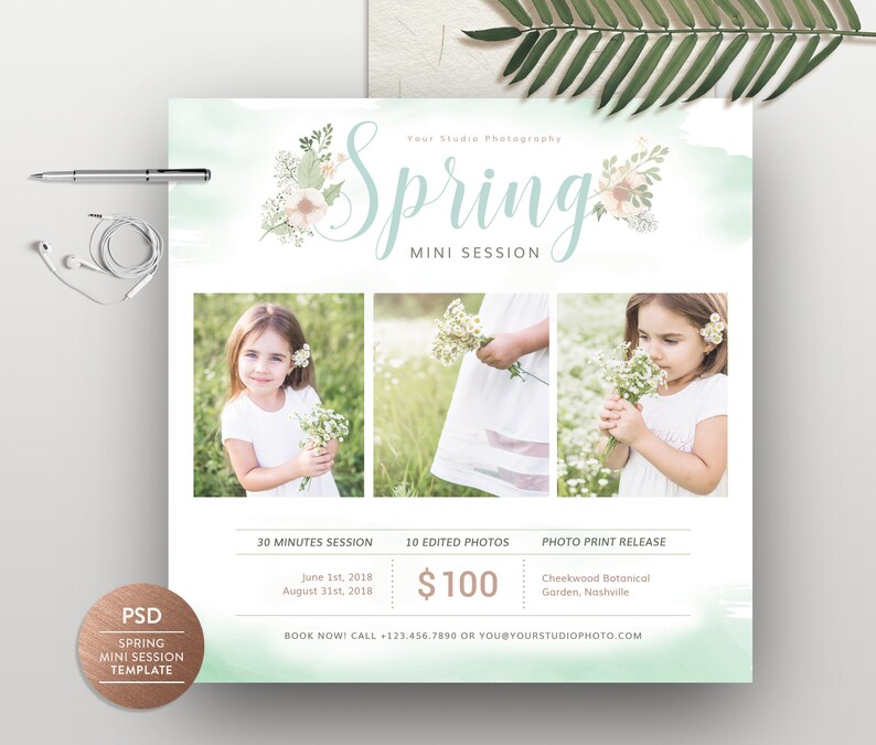 Spring Mini Session Template: Easter Photography Flyer (PSD) - Etsy
