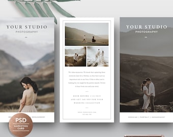 Wedding Photography Marketing Cards Photoshop Template, 4x8 Promo Card, Rack Card Template for Photographer - INSTANT DOWNLOAD RC001