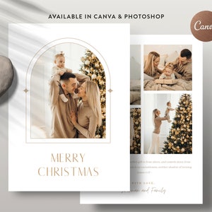 Tarjeta de felicitación navideña de Canva, plantilla de Photoshop para tarjetas festivas, plantilla de tarjeta fotográfica de Feliz Navidad - DESCARGA INMEDIATA HC018