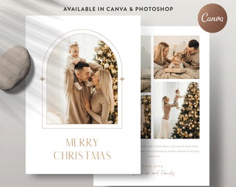 Christmas Photo Card Template: Minimalist Holiday Card (Canva & Photoshop)