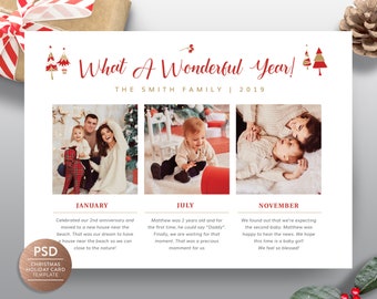 Year in Review Christmas Card Template: Family Photo Collage (INSTANT DOWNLOAD)