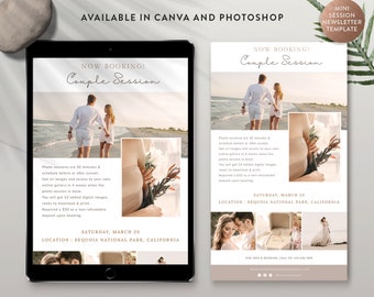 Couple Mini Session Newsletter Template: Canva & Photoshop (Instant Download)