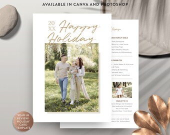Year in Review Christmas Card Template: Canva & Photoshop (INSTANT DOWNLOAD)