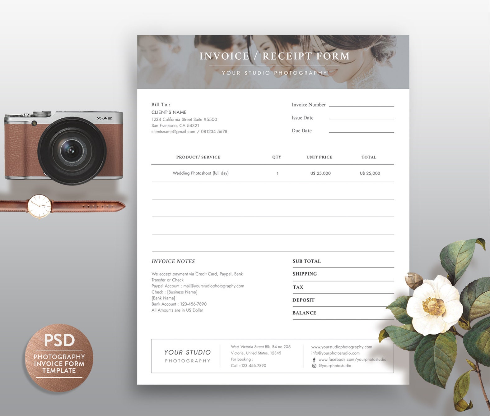 Invoice Template for Photographer Photography Invoice Receipt Etsy Invoice Template for Photographer Photography Invoice Receipt Etsy