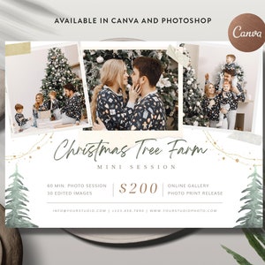 Christmas Mini Session Template: Tree Farm Flyer (Canva & Photoshop, Instant Download)
