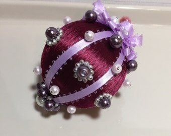 Handmade, vintage, silk, beaded, pearl, ornaments. Victorian,silk, beaded, pearl, ornaments. Decorative, silk, beaded, pearl ornaments