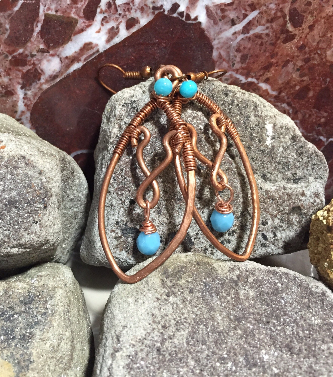 Handmade copper earrings boho style copper earrings copper | Etsy