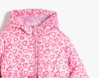 New KOTON Kids Toddler Girls Pink, Navy star, heart,and belt detailed, winter coat, bubble jacket , size 3/4,4/5, 5/6, 7/8,9/10