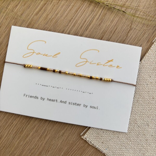 Soul Sister Morse Code Bracelet: Japanese Seed Bead Friendship Jewelry