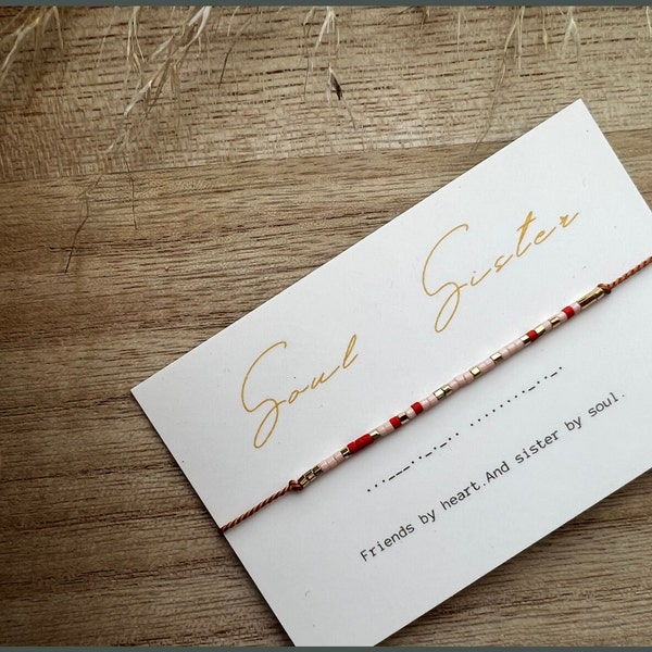 Soul Sister Morse Code Bracelet: Japanese Seed Bead Friendship Jewelry