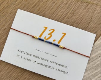 13.1 Half Marathon Morse Code Bracelet: Runner Gift
