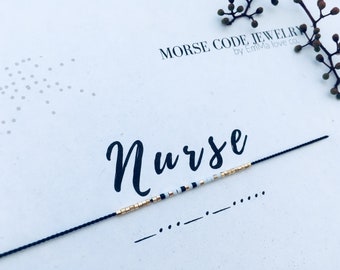 NURSE Morse Code Bracelet / NURSE Bracelet / Morse Code Jewelry / Stackable bracelets / Nurse Gifts