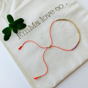 Coral String Bracelet / Minimalist Bracelet / Adjustable Bracelet / Stackable Bracelet / Silk String