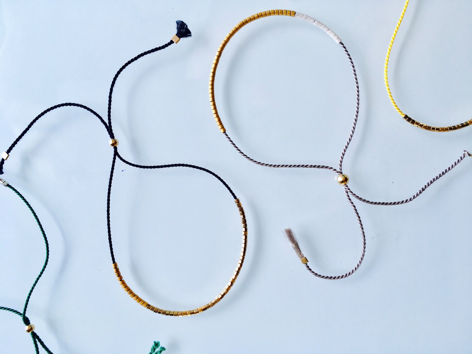 Gray and Gold Bracelet / Minimalist Bracelet / Stackable Bracelet / Adjustable Bracelet / Silk