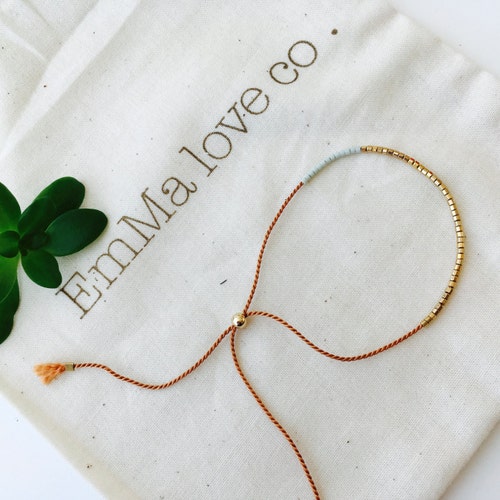 Coral String Bracelet / Minimalist Bracelet / Adjustable Etsy