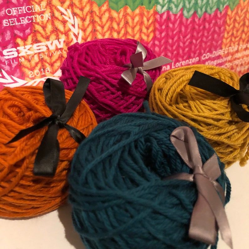Left: Pumpkin
Top: Dark Pink
Right: Mustard
Bottom: Sea Green