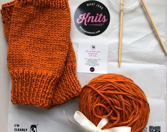 Learn to knit Kit:  Handwarmers - Australian merino