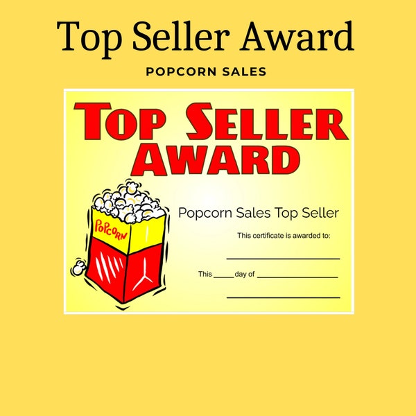 Top Seller Award for Cub Scout and Boy Scout Popcorn Sales 2023 Design