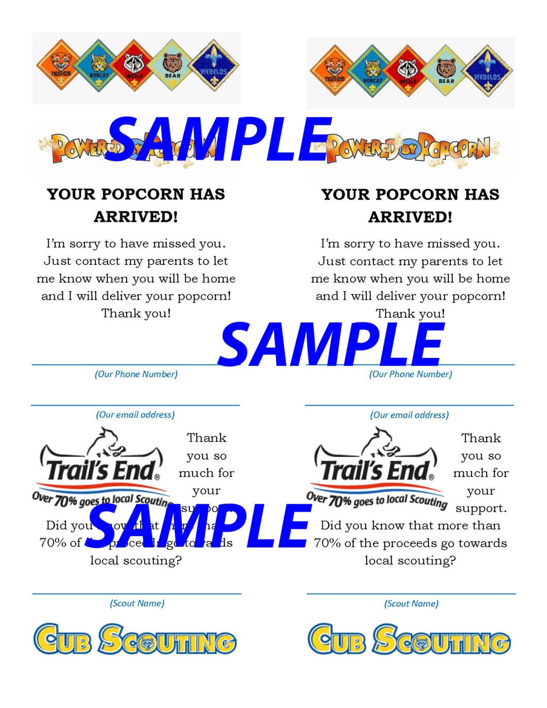 Cub Scout Popcorn your Popcorn is In Card Etsy