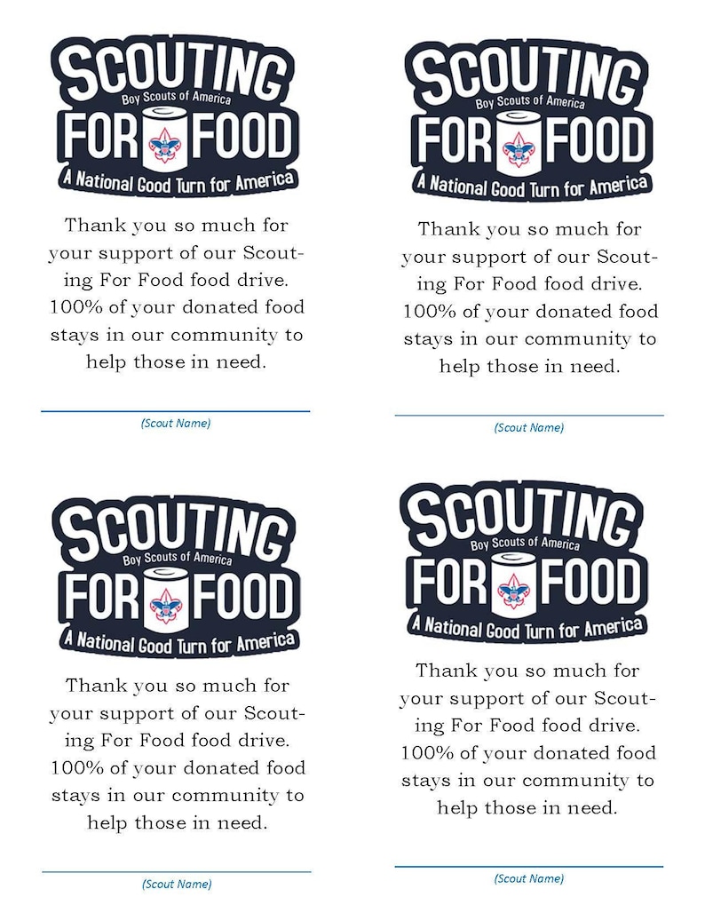 Scouting for Food Generic Thank You Card 2 - Etsy