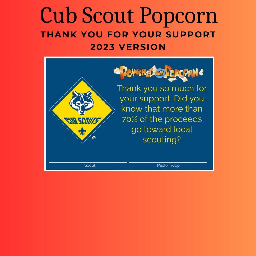 Cub Scout Popcorn thank You for Your (Download Now) Etsy