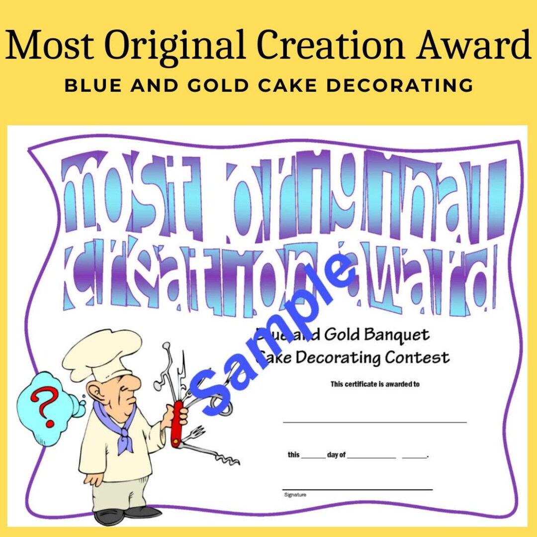 Most Original Cake Award Blue and Gold Banquet Cake Etsy