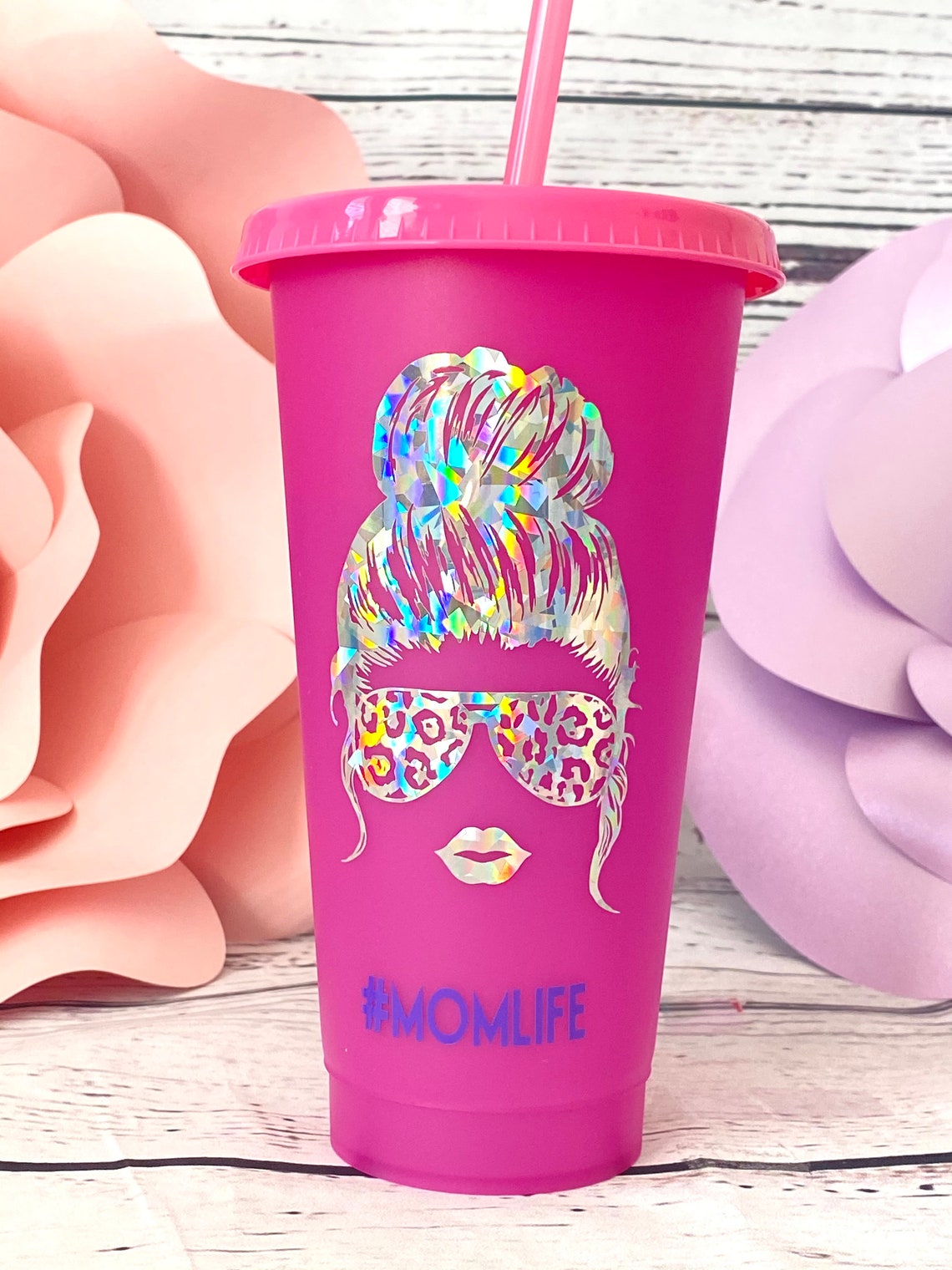 Color Changing Tumbler Messy Bun Tumbler Mom Life tumbler Etsy