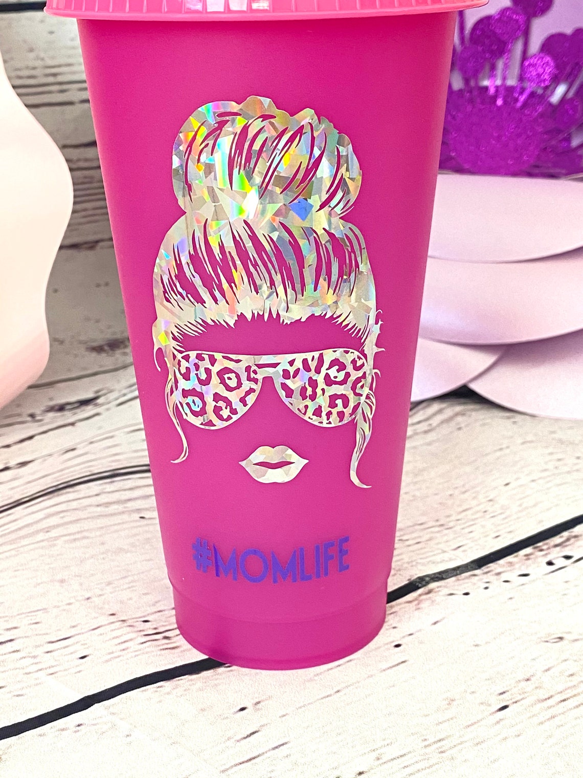 Color Changing Tumbler Messy Bun Tumbler Mom Life tumbler Etsy