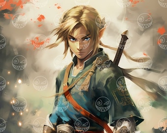 Link, Legend of Zelda Poster, Anime Art, Bedroom Art, Gamer Home Decor, Tears of the kingdom, Printable Wall Art, Breath of the Wild