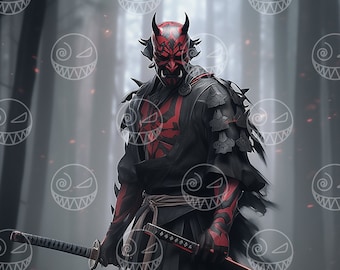 Star Wars - Maul-Darth Maul Poster-Samurai Art-Art for Gamers-Star Wars Samurai-Printable Wall Art-Oni Maul-Digital Art-Poster