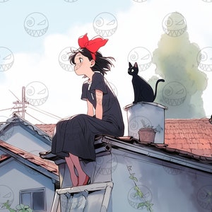AI - Kiki&#39;s Delivery Service Poster: Studio Ghibli Anime Art (Digital Download)