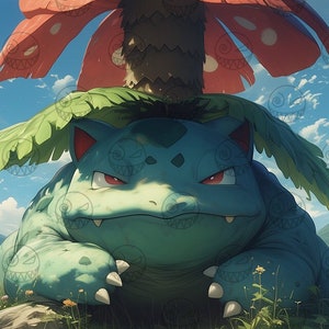 AI - Venusaur Art Print: Chill Grass Toad, Gamer Home Decor (Digital Download)
