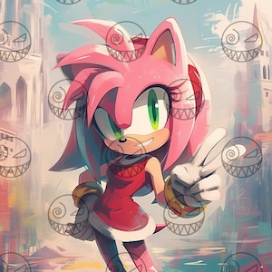 AI - Amy Rose, linda pose para la cámara, póster artístico de Gamer