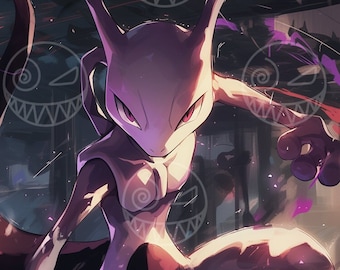 Lámina artística de Mewtwo: El Contraataque: Decoración para el hogar gamer (descarga digital)