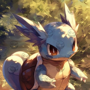 Wartortle Anime Art Print: Gamer Room Decor (Digital Download)
