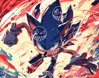AI - Sonic the Hedgehog, Running, Gamer poster art